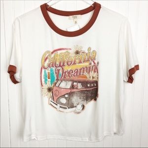 California Dreaming Cropped Retro Ringer Tee